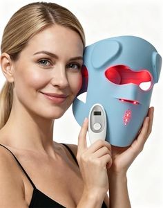 Jorking FDA-Cleared Red Light Therapy for Face,3D Cordless Liquid Silicone Infrared Mask With Adjustable Velcro,Remote Control,Two-hour Runtime,Rechargeable,for Home Skincare Routine
