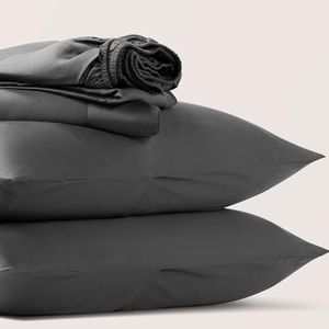 Lasuens Laguna Sheet Set, Silky Soft Cooling Sheets Made from 100% Lyocell (Dark Grey, California King)