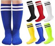 SevenFish 6 Pairs Toddler Soccer Socks, Aged 4-6 Knee High Soccer Socks Kids Tube Socks Stripes Football Socks for Boys Girls