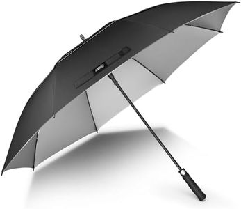 NINEMAX UV Parapluie De Golf Grande Taille 175CM Grand Parapluie Golf Solide Automatique Ouverture pour Homme Femme(Noir/Argent)