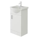 VeeBath Mars 450 Vanity Unit Furniture, Ceramic Wash Basin Sink, Floor Standing, Soft Close Doors Bathroom Storage Cabinet- White (Assembled)