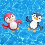 SIGNAMIO® Wind Up Swimming pool water floating Penguin animal syction cup spinner Baby Bath Toy for Bath tube bathing Playing Toy for kids Bathroom Beach Pool- Multi Color (Pack of 2)