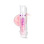 Plumping Lip Oil With Chili Extract - Clear Pink Instant Plumper Lip Gloss, Hydrating & Nourishing Tinted Lip Balm Liquid Lipstick for Day & Night Moisturizing Lips (01#)