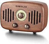 SIMOLIO Vintage Radio Retro Bluetooth Speakers, Loud and Powerful 2x8W Ultimate Stereo Sound, Nature Black Walnut Wooden Speaker with FM Radio & AUX, Bluetooth CSR Chip, HD Sound and Bass, Gift Ideas