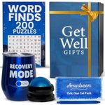 Amabeen Get Well Soon Gift Basket for Men w/Insulated Tumbler, Puzzle Book, Massager - Hospital Care Package for Recovery & After Surgery