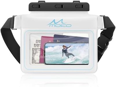 MoKo Waterproof Phone Pouch Pack, Floating Large Capacity Dry Bag for Kayaking Snorkeling Swimming, Compatible with iPhone 15 14 13 12 11 Pro Max X/Xr/Xs Max, Galaxy S23 Ultra/Note 20 Ultra, White