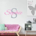 Girl name wall stickers with Initial, Custom Name initial wall sticker vinyl decal personalised baby girl nursery decor, Nursery name stickers, small to super large