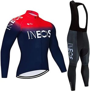 X-CQREG Men's Cycling Jersey Set 12D Gel Padded Road Bike Bicycle Shirt + Bib Pants with MTB Bike Riding Clothing Kit Quick-Dry (Red,X-Large)