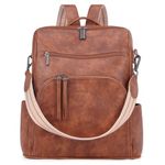 HKCLUF Backpack Purse for Women Leather Purse Backpack Fashion Designer Ladies Travel Shoulder Bags, 1-1 Deep Brown, Retro