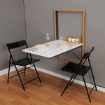 INVISIBLE BED Wall Mounted Foldable Space Saving Dining,Computer, Study Table,Desk for Adults (Material: MDF, Color: Dessert Walnut & Glossy White top, Size : 25.74 x 36 x 39 inches)