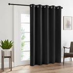 RYB HOME Black Curtains 84 inches Long - Blackout Thermal Insulated Room Divider Drapery for Living Room Bedroom Home Office Patio Door Window Backdrop, W 70 x L 84, Black, 1 Panel