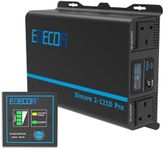 EDECOA 1200W Pure Sine Wave Power Inverter DC 12V to 240V AC Car Power Converter 2400W Peak with USB Port Type-C Port, UK Outlets, with Display and Remote Controller and Remote controlller