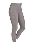 TCA Girls' SuperThermal Performance High Waisted Training Sports Running Tights Leggings with Phone Pocket - Light Grey Marl, 6-8 Years