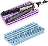 2 Pack Silicon Heat Resistant Mat for Hair Tools, Travel Hot Pad for Curling Iron Small, Non Slip Flat Iron Mat Pad, Thick Styling Tool Mat for Straightener Wands (Blue, Purple)