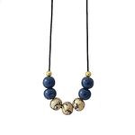 Statement Bead Necklace for Women in Navy Blue and Gold, Evening Jewellery and Christmas Gifts for Her Under 30