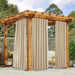 NICETOWN 2 Panels Outdoor Curtains for Patio Waterproof & Windproof, Pocket & Back Tab on Top & Bottom Weighted Drapes Keep Sun/Rain Out with Bonus Rope for Pergola, Biscotti Beige, W52 x L108