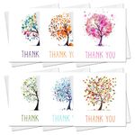 Thank You Cards Multipack of 30 ThankYou Cards With Envelopes Includes 6 Colourful Wish Tree Designs With Blank Inside - Thankyou Card Pack