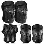 Adult/Kids Protective Gear Set for Skating, Biking and More, Includes Knee, Elbow and Wrist Pads, Adjustable Fit, for Inline Skating, Roller Derby, Skateboarding, BMX Ride, and Rollerblading