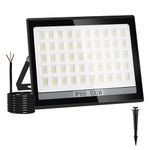 NATPOW 100W Flood Light, Outdoor Security Light, IP66 Waterproof 144 LEDs 6000K Security Lighting 11000LM, Upgrade LED Wall Light for Front Door, Warehouse, Parking Lot, Yard, Streets(1 Pack)