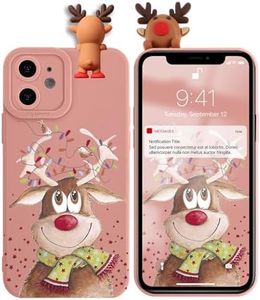 Xylota Natale Cover per Apple iPhone 12 6.1", Custodia 3D Cute Christmas Bambola Motive Disegno, Morbido Silicone Antiurto Protezione Fotocamera Phone Case per iPhone 12, Alce02