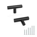 Probrico Black Stainless Steel Kitchen Cabinet T Bar Handle Diameter 12mm Drawer Pull Knob PD3383HBK (T-Knob, 20 PCS)