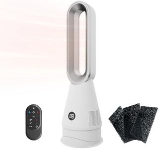 Bladeless Heater Fan, 25inch Heating & Cooling & Filter Combo Tower Fan 80° Oscillating, 9H Timer, 8 Speeds, Portable Quiet for Indoor, Bedroom, Home Office Room