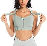 FEOYA Sports Bras for Women High Impact Racerback Workout Bra for Running for Plus Size Grey, Small