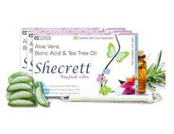 Shecrett Vaginal Boric Acid Suppositories Women, Reduces Itching, Yeast Infection, Burning, Natural Vaginal Probiotics, Ayurvedic White Discharge Aid, Intimate Wash - 30 Tablets+3 Applicators