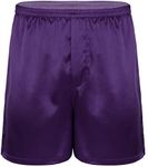 iiniim Mens Satin Boxer Sleep Shorts Silk Pajamas Shorts Underwear Beach Shorts Sleepwear Beachwear Purple Large