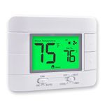 Garystat G721 Non-Programmable Heat Pump Thermostat for House 2 Heat/1 Cool, with Temperature & Humidity Monitor and Large Green LCD