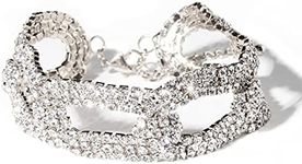 Mycitta Wedding Bracelet for Brides Fashion Sparkly Clear Rhinestone Crystal Simulated Diamond Art Deco Bracelet for Party Prom Pageant Bridesmaids Gift Bridal Bangle Jewelry for Women and Girls, Copper, Cubic Zirconia