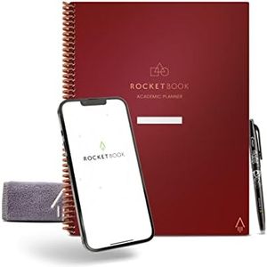 Rocketbook Planificateur académique intelligent réutilisable format A4, carnet numérique pour étudiants et enseignants, journal universitaire quotidien, hebdomadaire, mensuel, 13 types de pages,