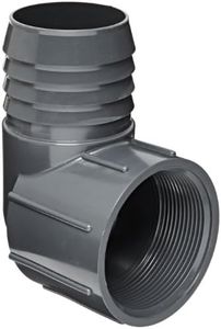 Spears 1407 Series PVC Tube Fitting, 90 Degree Elbow, Schedule 40, Gray, 1/2" Barbed x NPT Female