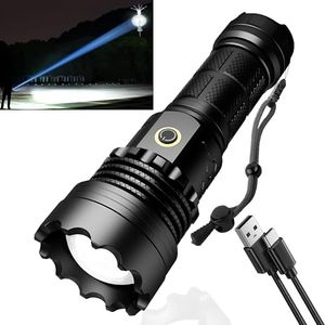 ASORT LED Torch Rechargeable Flashlight with High Lumens, 30000 Lumen Super Bright Torch, Powerful Zoomable IP67 Waterproof, Powerful Handheld Tactical Flashlight for Emergency Camping Hiking Gift