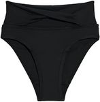 KNIX Kt Period Swim Twist High Rise Bikini Bottom - Period Swimwear & Beachwear for Teens - Tampon & Menstrual Cup Alternative - Trendy, High-Waisted Bikini Bottom - Black, XXS