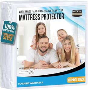 Utopia Bedding Premium Waterproof Terry Mattress Protector King 200 GSM, Mattress Cover, Breathable, Fitted Style with Stretchable Pockets