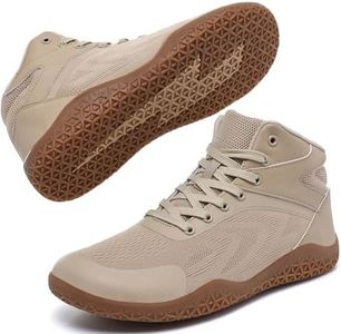Wrestling Shoes Boxing Shoes for Men Wide Toe Box Zero Drop High Top Beige
