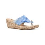 WHITE MOUNTAIN Women's Beachball Wedge Sandal, Blue/Tie Dye/Fabric, 8.5