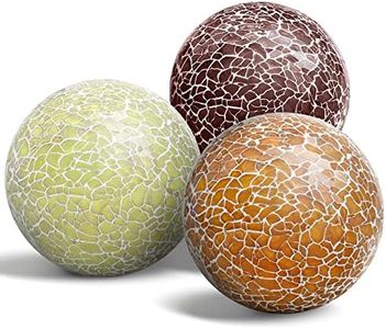 Meiwlong 3 PCS 3.35inch Glass Mosaic Sphere Balls Mix Color Table Bowls Vases Centerpieces Set Christmas Party Living Room Thanksgiving Wedding Festival Decorative Orbs