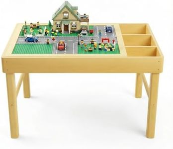 Lego Table with Storage for Kids, Wooden 3-in-1 Flip Top Activity Center, Includes Chess Set & Building Baseplates, Easy Assembly, Gift for Boys Girls Ages 3+