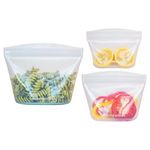 Brighter Goods Reusable Silicone Food Bags, 3-Pack (Clear) | Meal Prep Storage Container | Lunch, Travel, Makeup, Gym, Freezer Bags | Freezer, Oven, Microwave & Dishwasher Safe, Leakproof