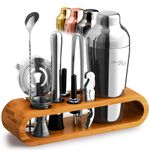Mixology Bartender Kit: 10-Piece Bar Tool Set with Stylish Bamboo Stand - Perfect Home Bartending Kit and Martini Cocktail Shaker Set for an Awesome Drink Mixing Experience - Exclusive Recipes Bonus