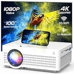 Native 1080P Projector with 5G WiFi and Bluetooth, 15000L Portable Outdoor Movie Projector with 100" Screen, 4K Supported Compatible with TV Stick, Video Games, HDMI, USB, Smartphone