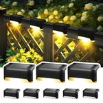 Solpex Solar Deck Lights 8 Pack Solar Step Lights Outdoor Solar Fence Lights Waterproof for Outdoor Stairs, Step, Fence, Yard, Patio, and Pathway(Black,Warm White)