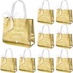 Silkfly 36 Pcs Gold Return Gift Bags Thank You Gift Bags Reusable 10x8x4in with Bow Ribbon Thanks for Celebrating with Us Wedding Favor Bags Non Woven Tote with Handles for Wedding Guest Bachelorette