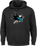 Majestic Men's Athletic NHL Long Sleeve Hooded Fleece Pullover San Jose Sharks, Black, X-Large