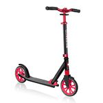 Globber Unisex 684-102 NL 500-205 2-Big Wheel Quick Folding Kick Scooter-Reflective and Adjustable Height T-Bar-Comfort Handlebar Grips-for Kids 8+, Teens, and Adults-Black & Red, Handle