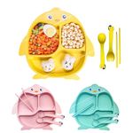 FunBlast Bamboo Fiber Feeding Set for Kids – Cartoon Design Children Tableware Set, Utensils and Dishes includes Plate Spoon, Fork and Chopsticks - Random Color