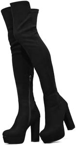 NueiVeiuo Women Comfy Thigh High Boots Platform Over the Knee Boots Chunky Heel Long Boots Black-Mosha Size 42