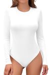 Shen&Qege Women's Bodysuits Crew Neck long Sleeve Bodysuits Tops